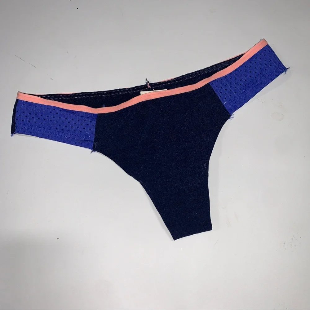 Victoria's Secret PINK Blue and Pink Thong Underwear Panties‎ P043 XS